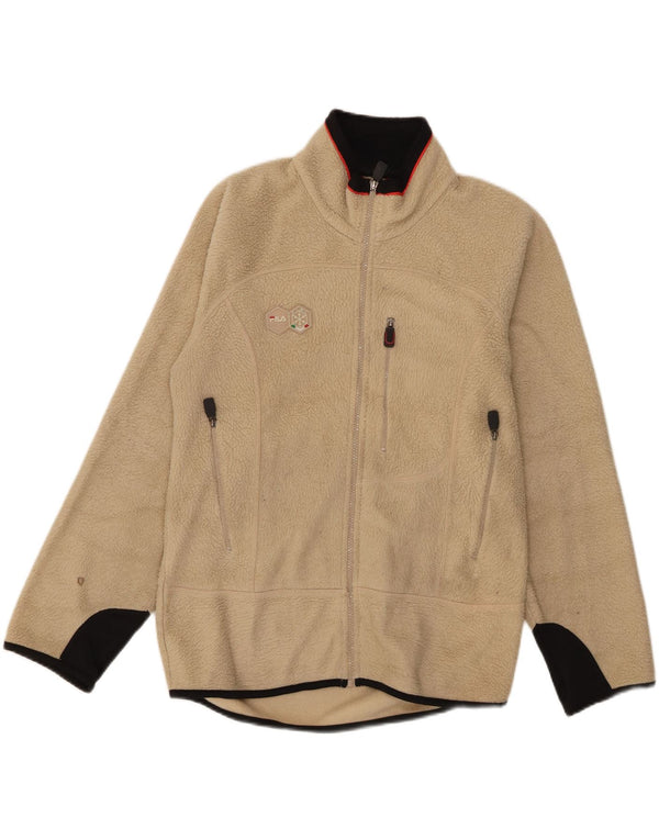 Jaqueta masculina Fila Fleece UK 36 poliéster colorblock bege pequeno