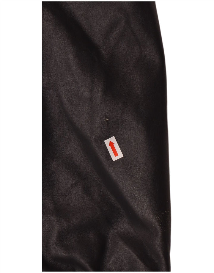 Casaco de couro superdimensionado feminino vintage IT 44 médio couro preto clássico