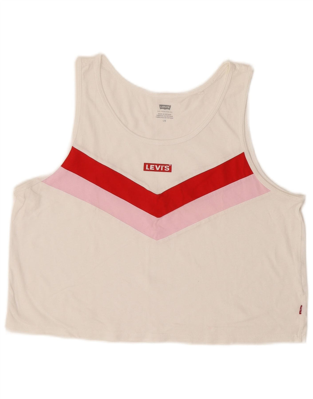 Colete feminino Levi's Crop Graphic Vest UK 14 grande bloco colorido branco
