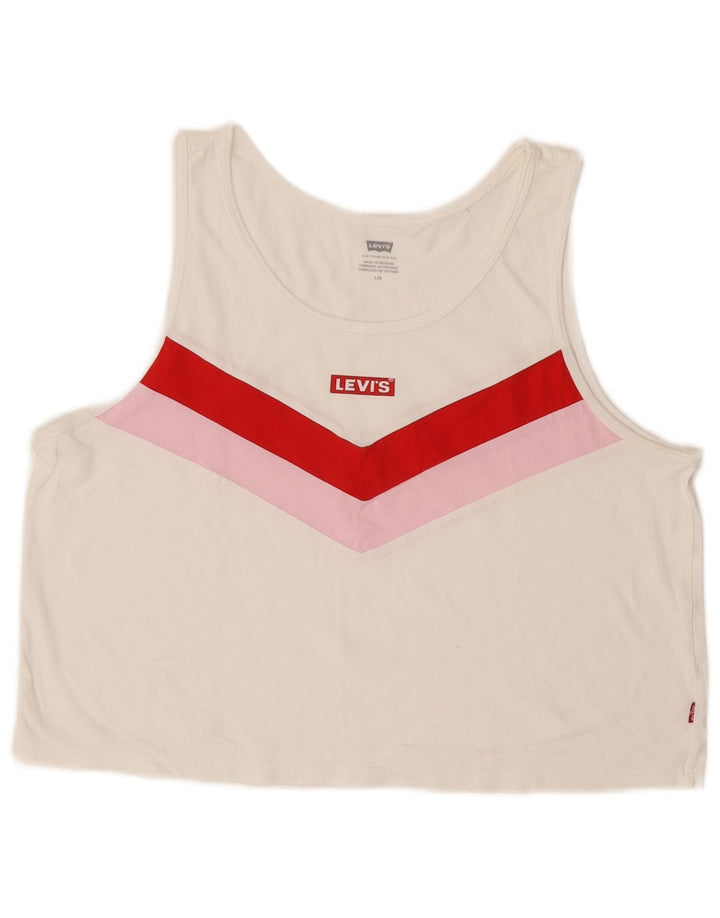 Colete feminino Levi's Crop Graphic Vest UK 14 grande bloco colorido branco