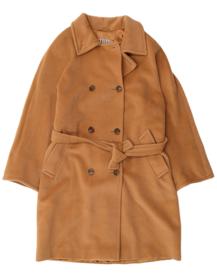 MARELLA Casaco feminino duplo breasted UK 12 médio bege lã virgem clássico