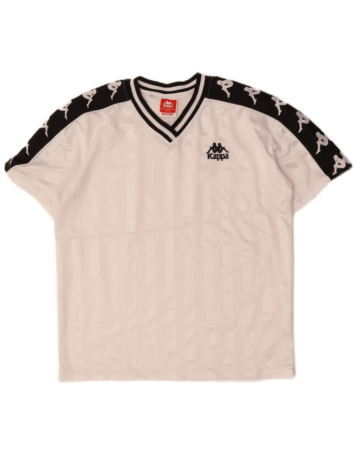 Camiseta gráfica masculina KAPPA Top médio branco colorblock poliéster