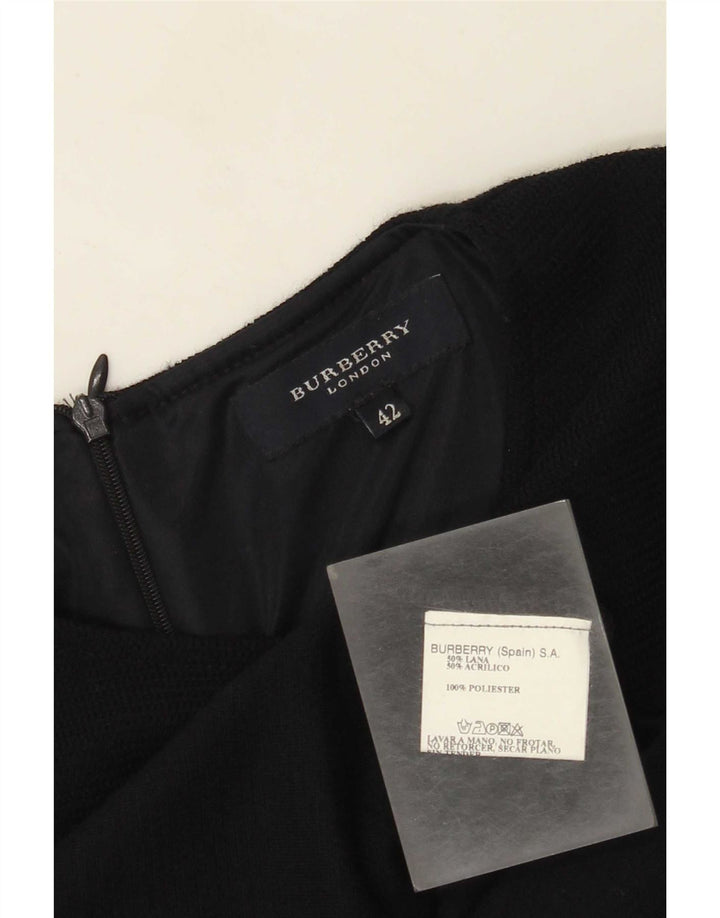 Vestido básico feminino de mangas curtas Burberry IT 42 lã azul marinho médio