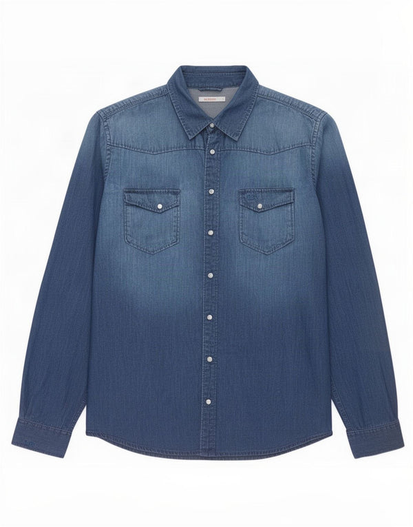Sun68 Camisa jeans masculina 13-14 anos algodão azul