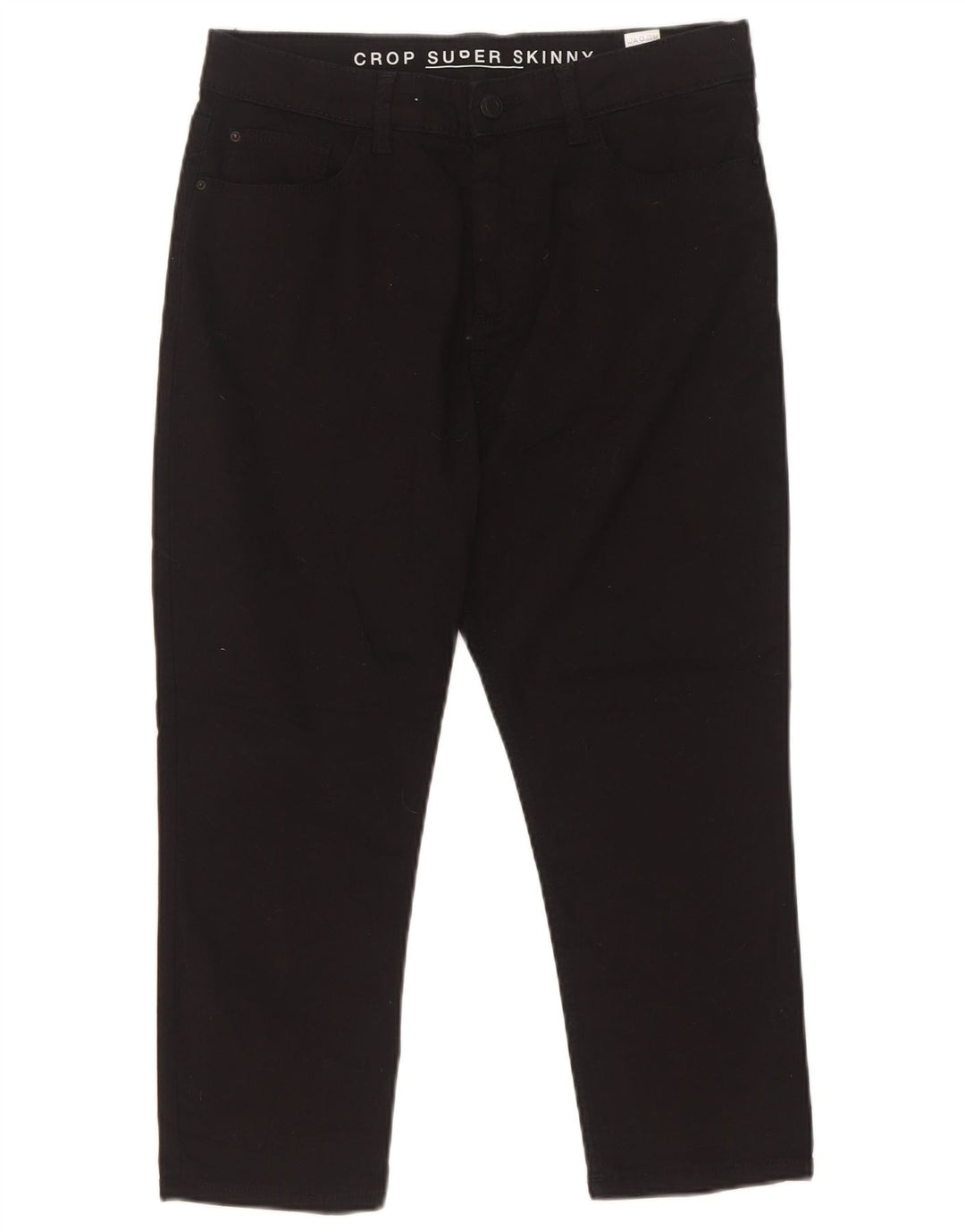 Calças cortadas femininas Marks & Spencer UK 12 médio W30 L22 pretas