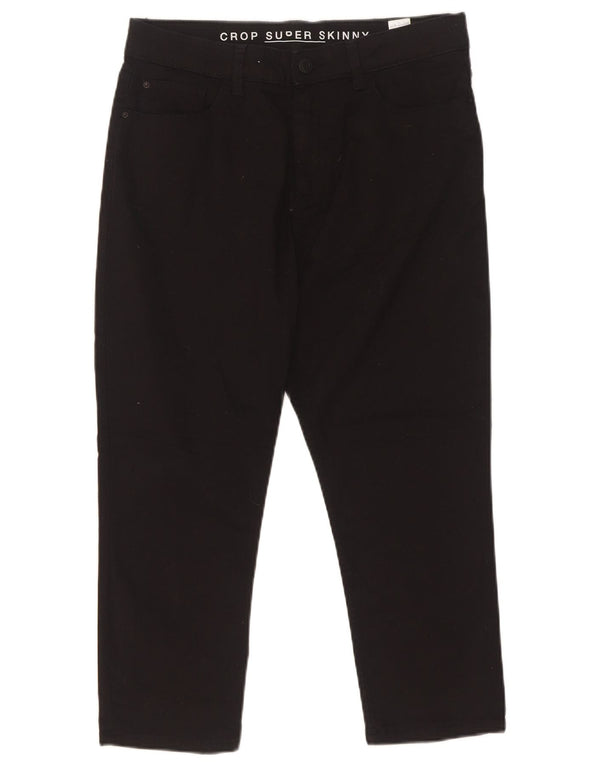 Calças cortadas femininas Marks & Spencer UK 12 médio W30 L22 pretas