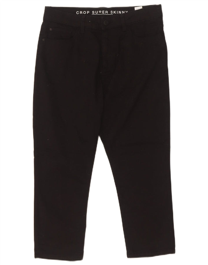 Calças cortadas femininas Marks & Spencer UK 12 médio W30 L22 pretas