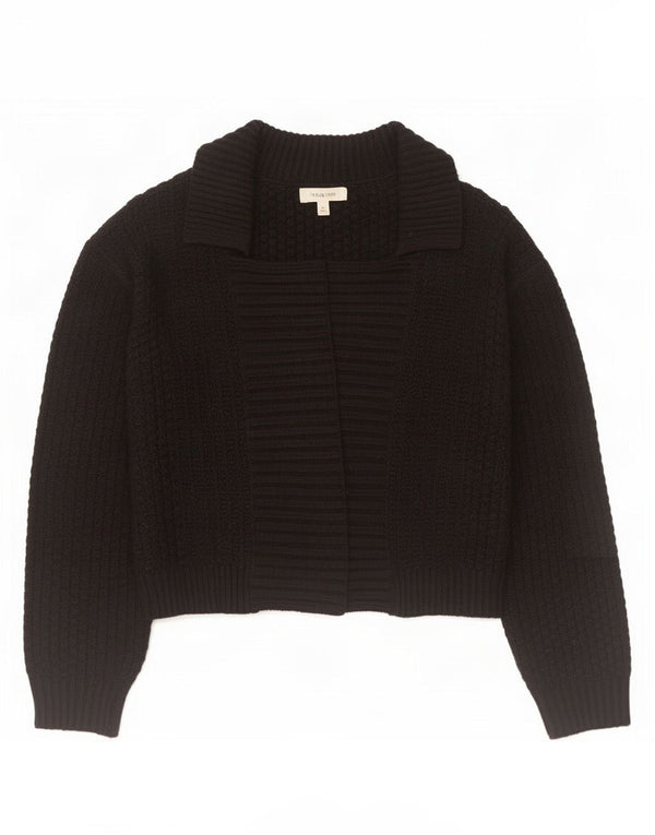 Suéter feminino Marks & Spencer com corte aberto e cardigã Reino Unido 12 médio preto
