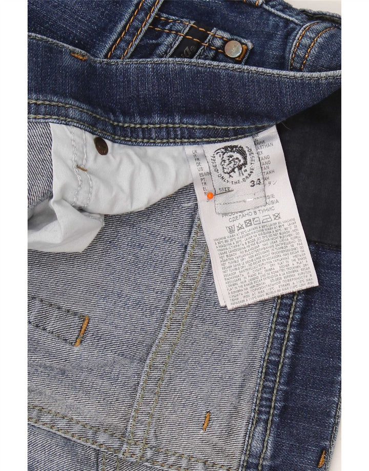 Diesel Mens Slim Jeans W34 L31 Azul Marinho Algodão