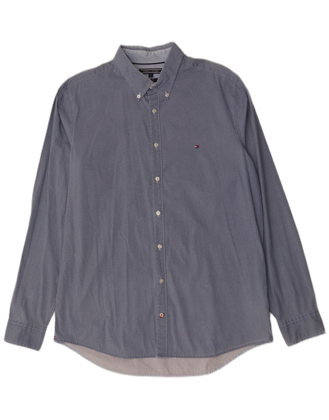 Camisa masculina Tommy Hilfiger Slim Fit XL algodão manchado azul