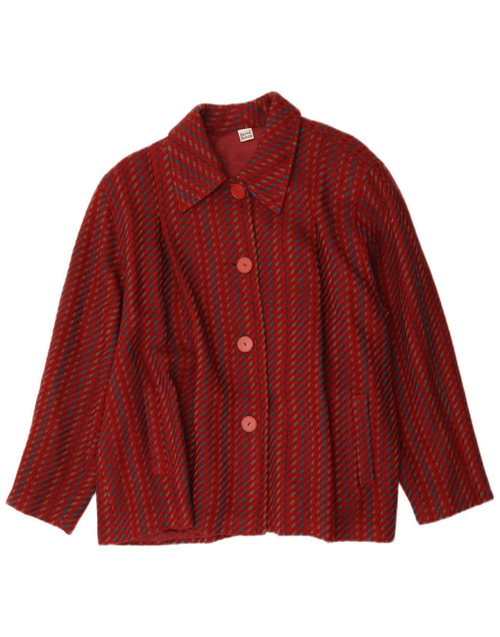 Jaqueta bomber oversized feminina vintage IT 46 grande lã listrada vermelha