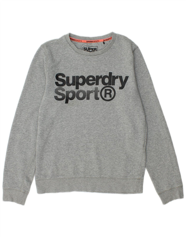 Suéter gráfico feminino SUPERDRY algodão cinza médio