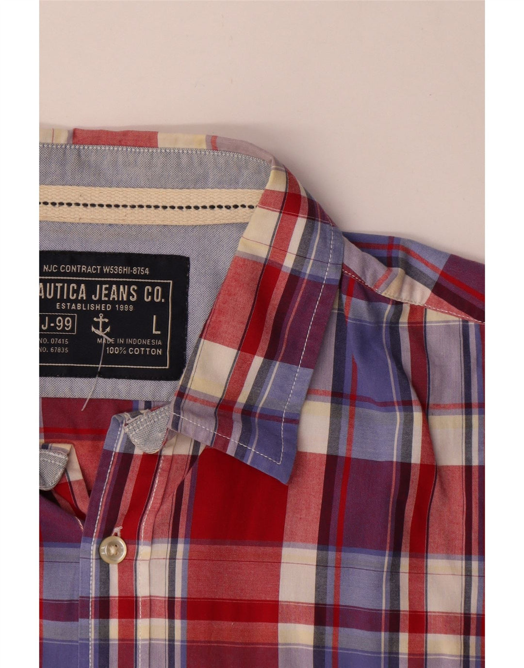 Camisa masculina de manga curta Nautica grande algodão xadrez multicolorido