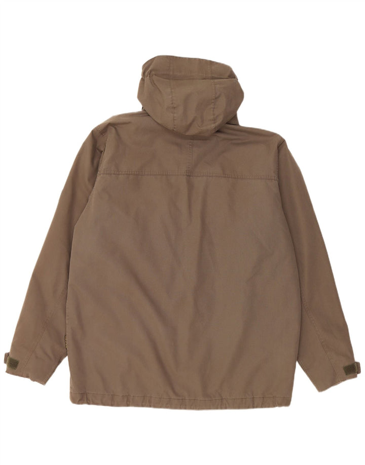 Jaqueta corta-vento masculina Jack Wolfskin com capuz Reino Unido 40 grande poliéster marrom