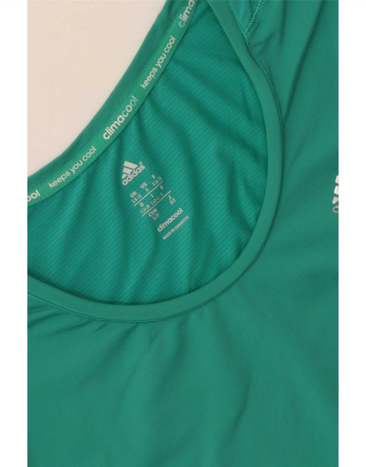 Adidas Womens Climacool T-Shirt Top UK 8/10 Pequeno Verde