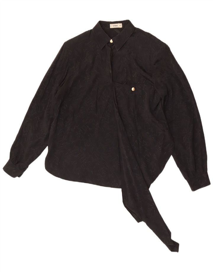 Blusa feminina vintage manga comprida top IT 44 médio preto geométrico