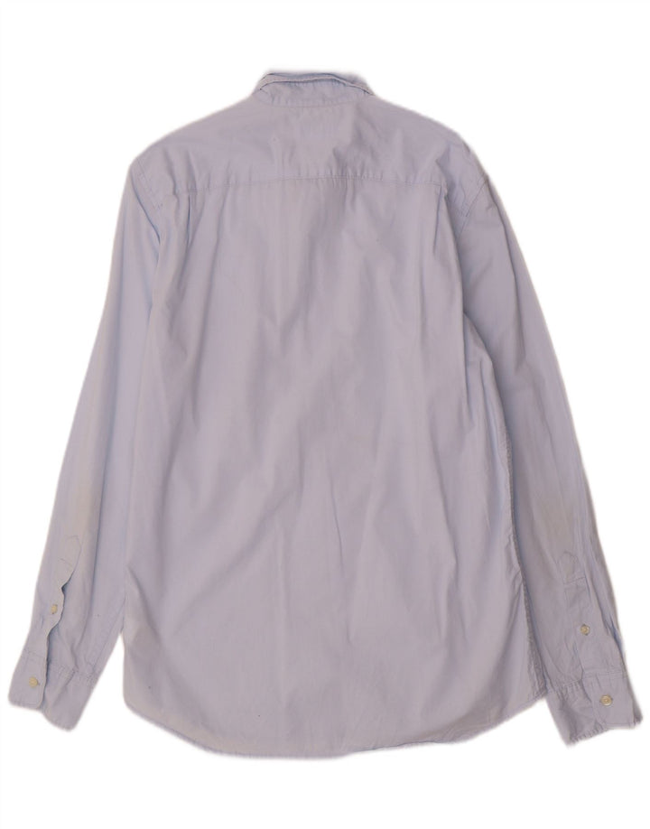 Camisa masculina slim fit Gap algodão azul médio