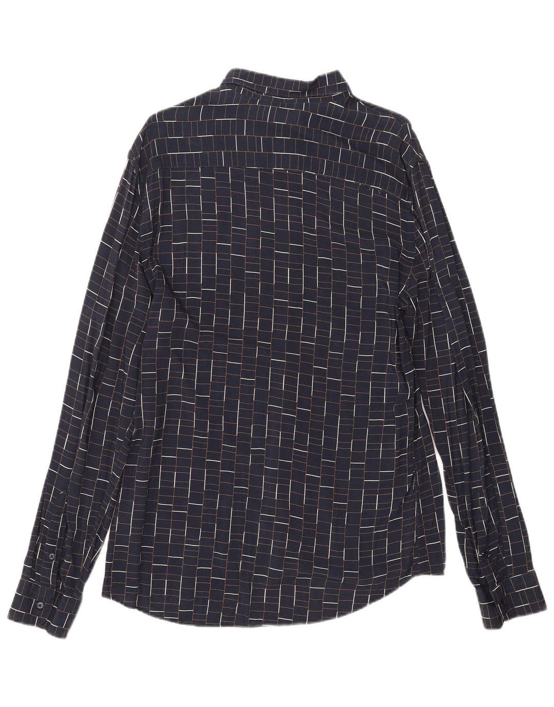 Zara Camisa masculina slim fit grande viscose xadrez azul marinho