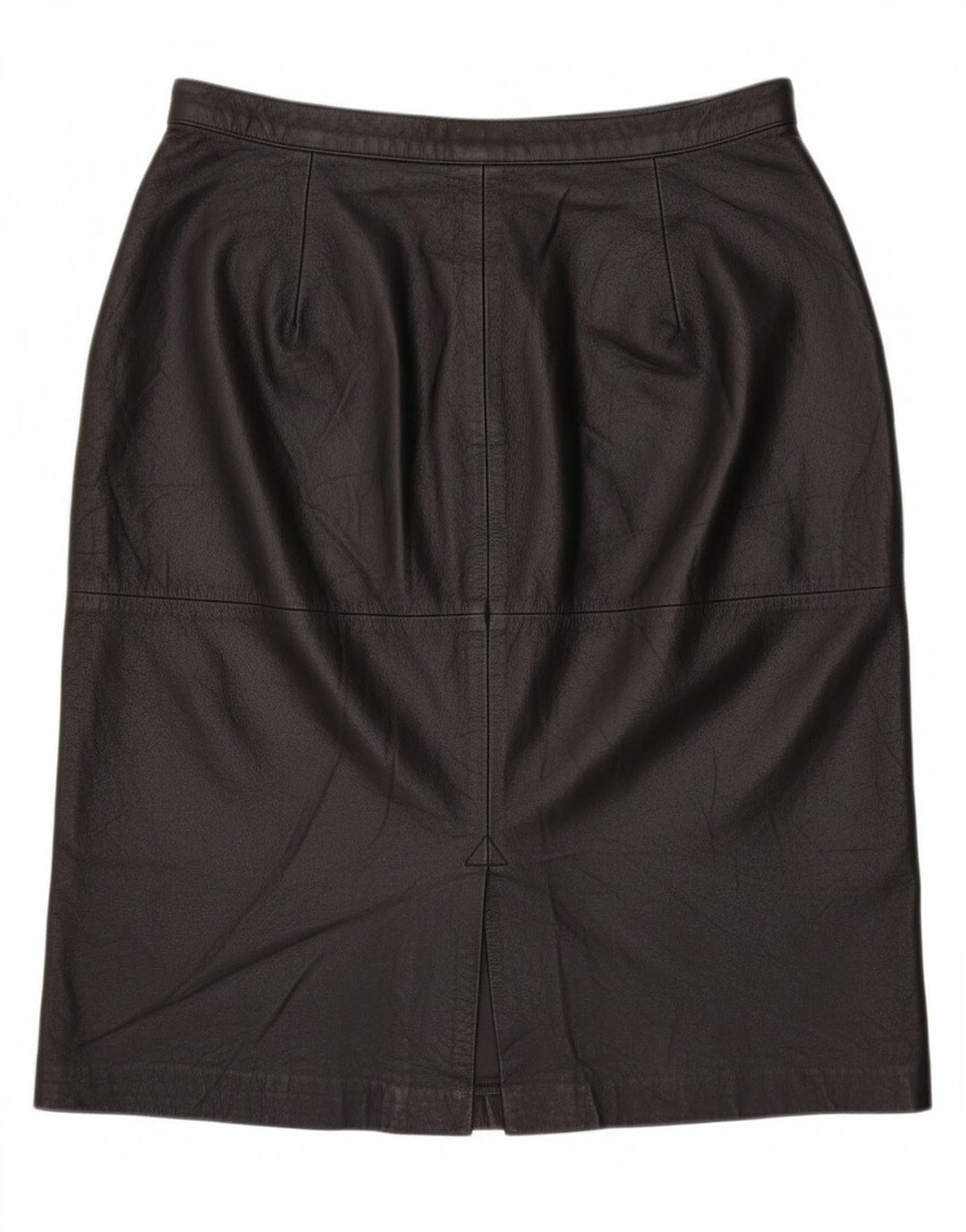 Saia de couro feminina vintage Reino Unido 16 grande W30 couro preto