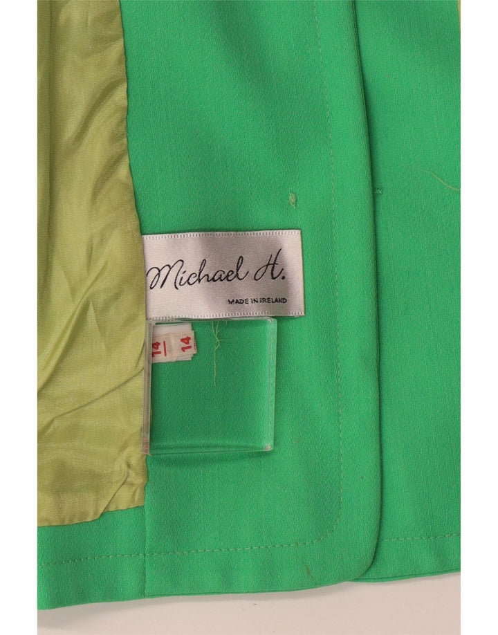 Jaqueta blazer feminina de 5 botões Michael H. Reino Unido 14 verde médio clássico