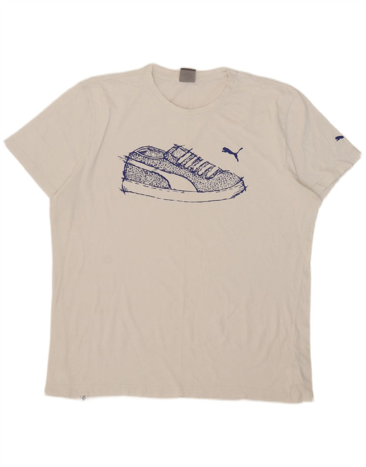 Camiseta masculina gráfica Puma Top 2XL algodão branco