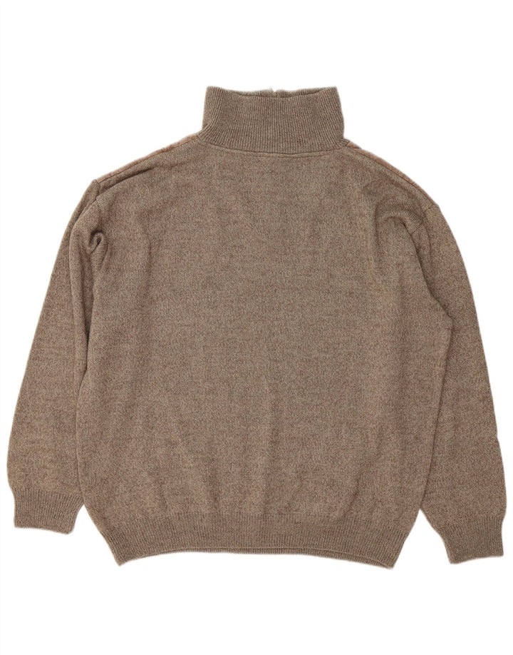 Suéter masculino VINTAGE com zíper e gola XL marrom Fair Isle