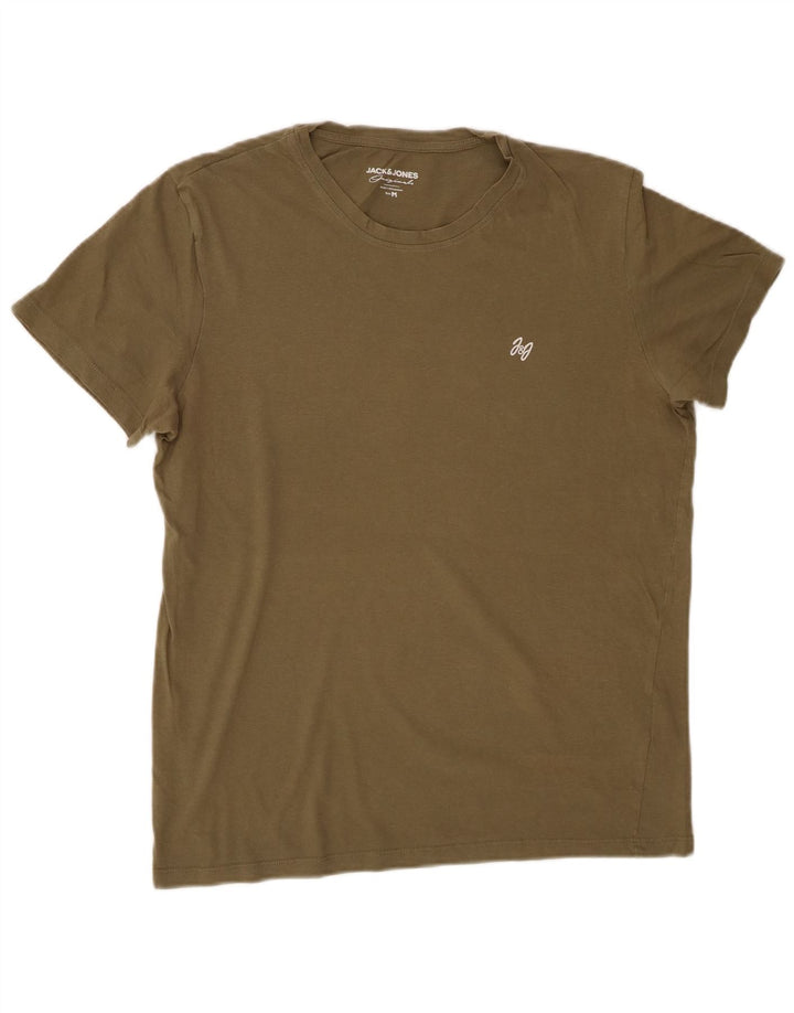 Camiseta masculina JACK & JONES de algodão cáqui médio