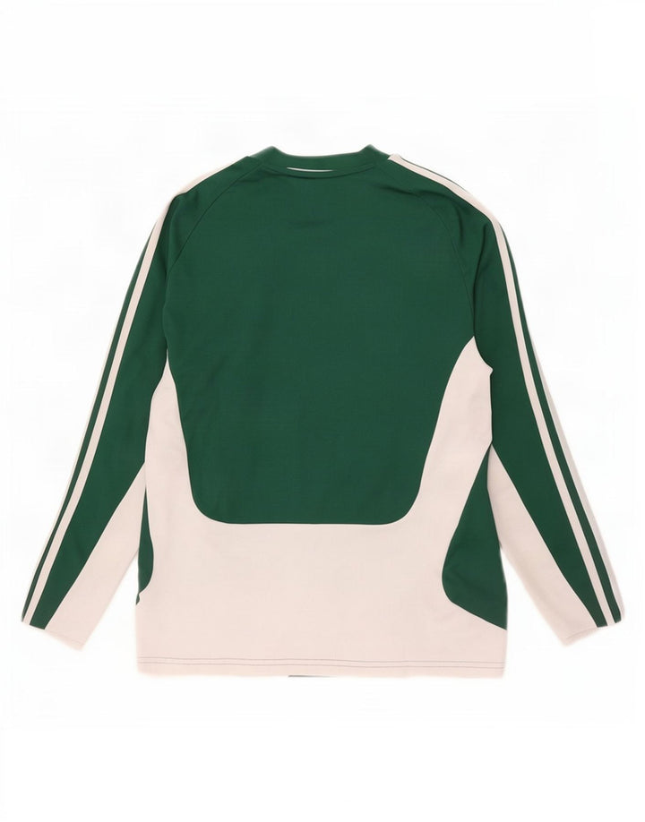Adidas Mens Climalite Top Manga Longa Pequeno Verde Colorblock Poliéster