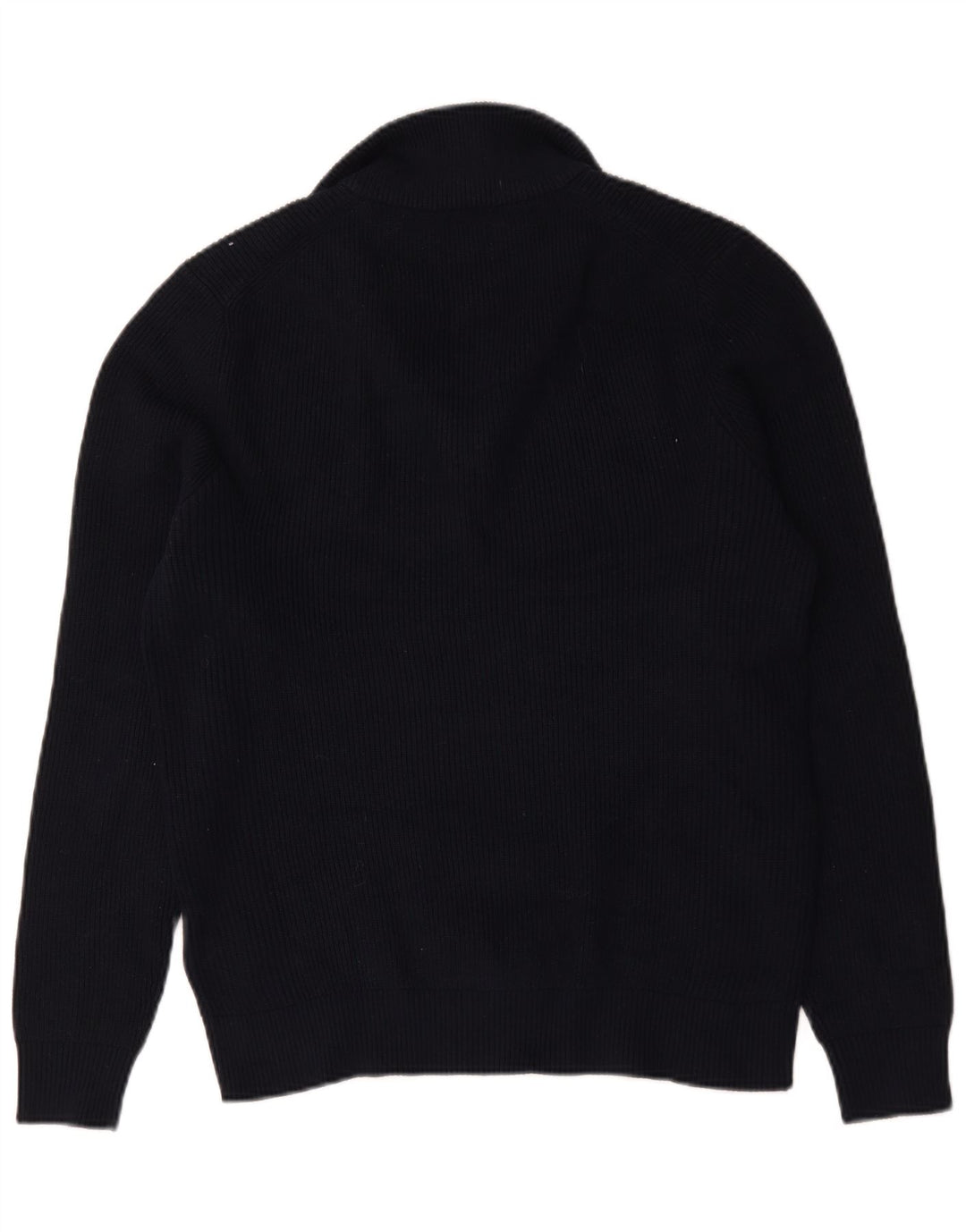 Suéter masculino Marks & Spencer com zíper e gola alta de algodão azul marinho médio