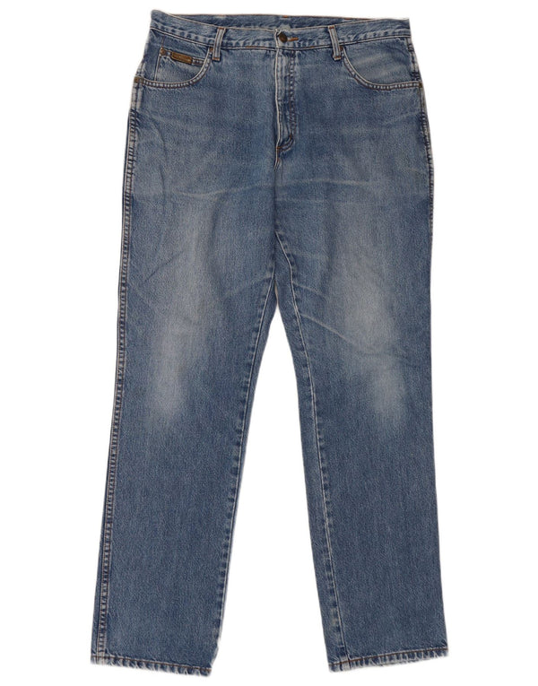 Wrangler Masculino Texas Distressed Straight Jeans W36 L32 Azul Algodão