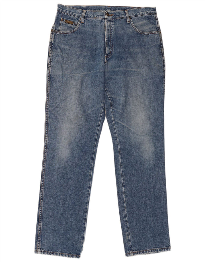 Wrangler Masculino Texas Distressed Straight Jeans W36 L32 Azul Algodão