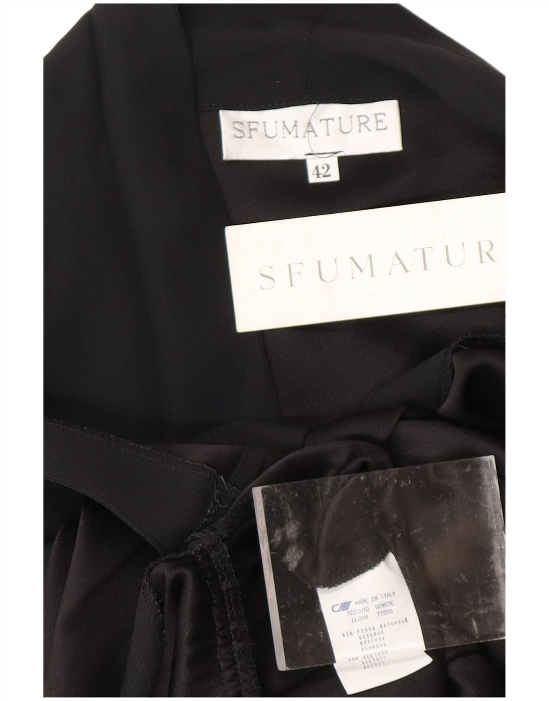 VINTAGE Womens Long Sleeve Wrap Dress IT 42 Medium Black Viscose