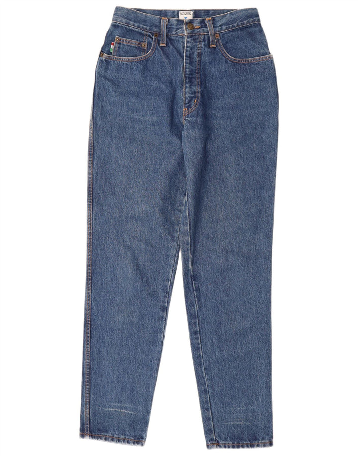 Jeans cônicos femininos Moschino W28 L30 azul