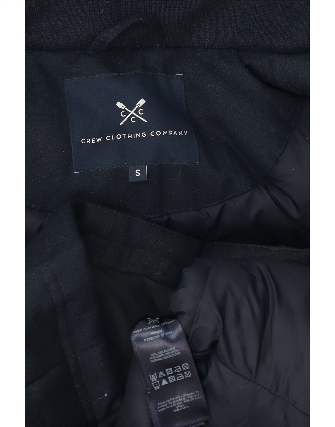 Jaqueta acolchoada com capuz masculina da roupa da tripulação Poliéster azul marinho pequeno Reino Unido 36