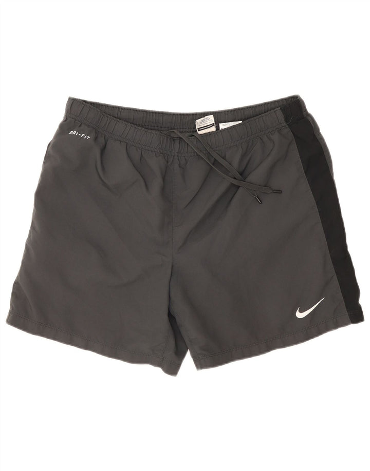 Shorts esportivos masculinos Nike Dri Fit cinza médio colorblock poliéster