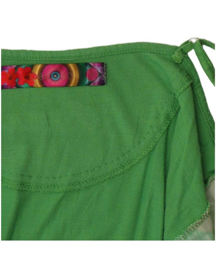 DESIGUAL Top feminino gráfico cami UK 12 verde médio geométrico