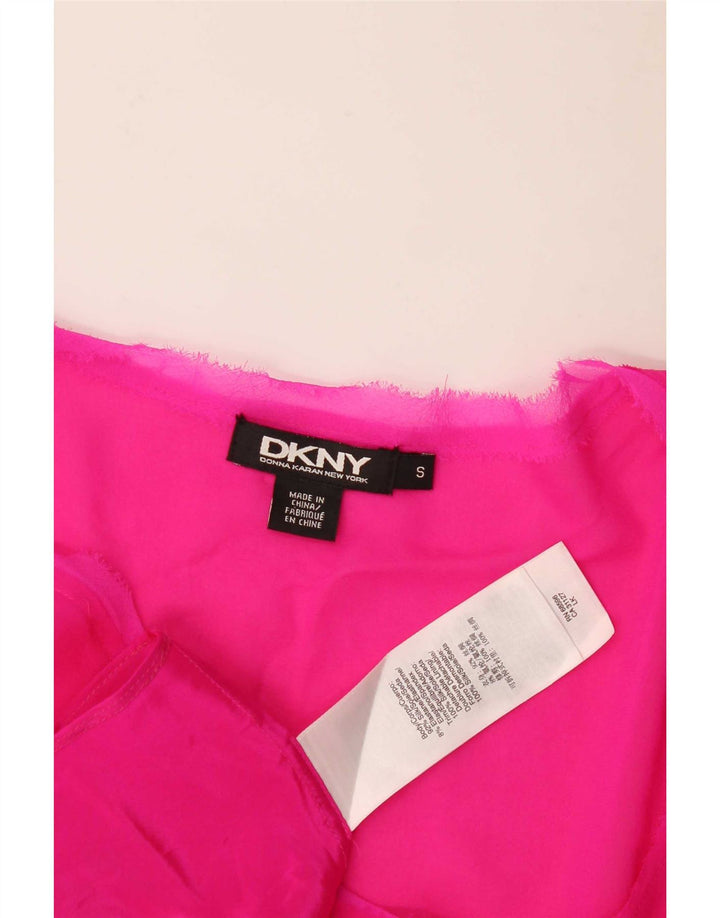 Blusa feminina sem mangas Dkny UK 10 pequena seda rosa
