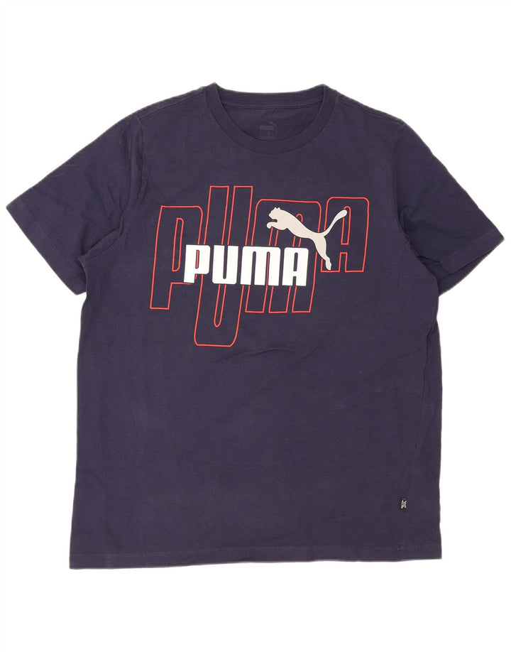 Camiseta masculina Puma Graphic Top grande algodão azul marinho