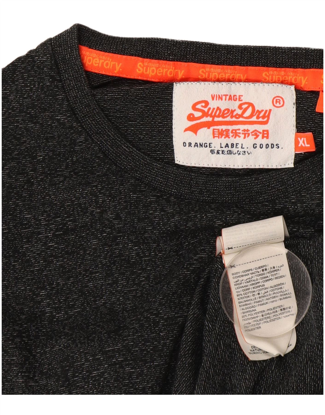 Superdry Mens Top Manga Longa XL Cinza Algodão Flecked