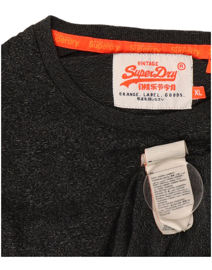 Superdry Mens Top Manga Longa XL Cinza Algodão Flecked