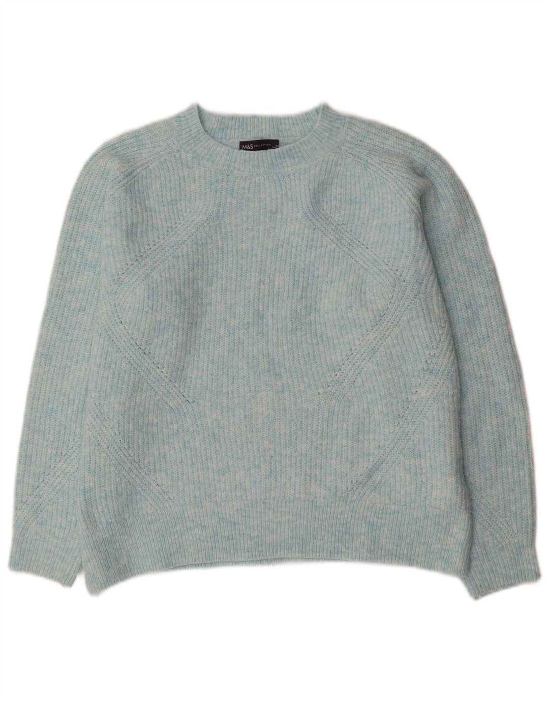 Suéter feminino Marks & Spencer com gola canoa grande Reino Unido 14 azul médio