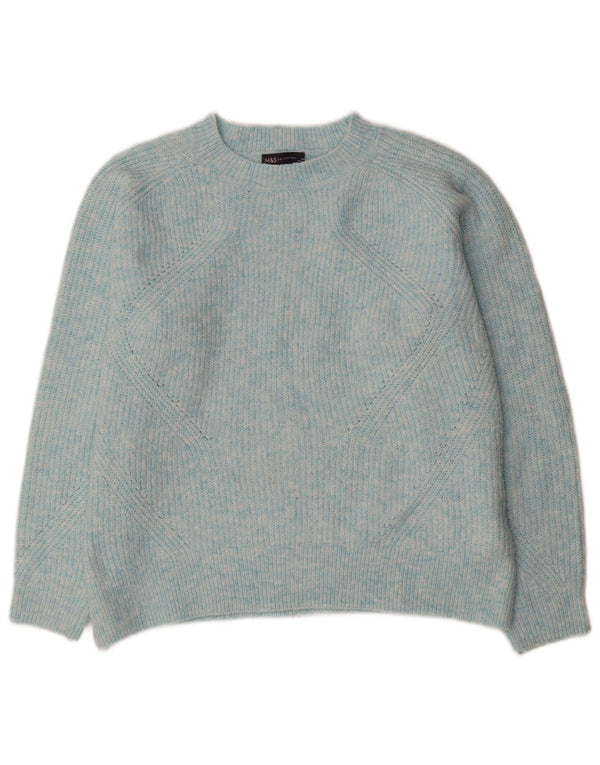 Marks & Spencer Womens Oversized Boat Neck Jumper Sweater UK 14 Medium Blue
