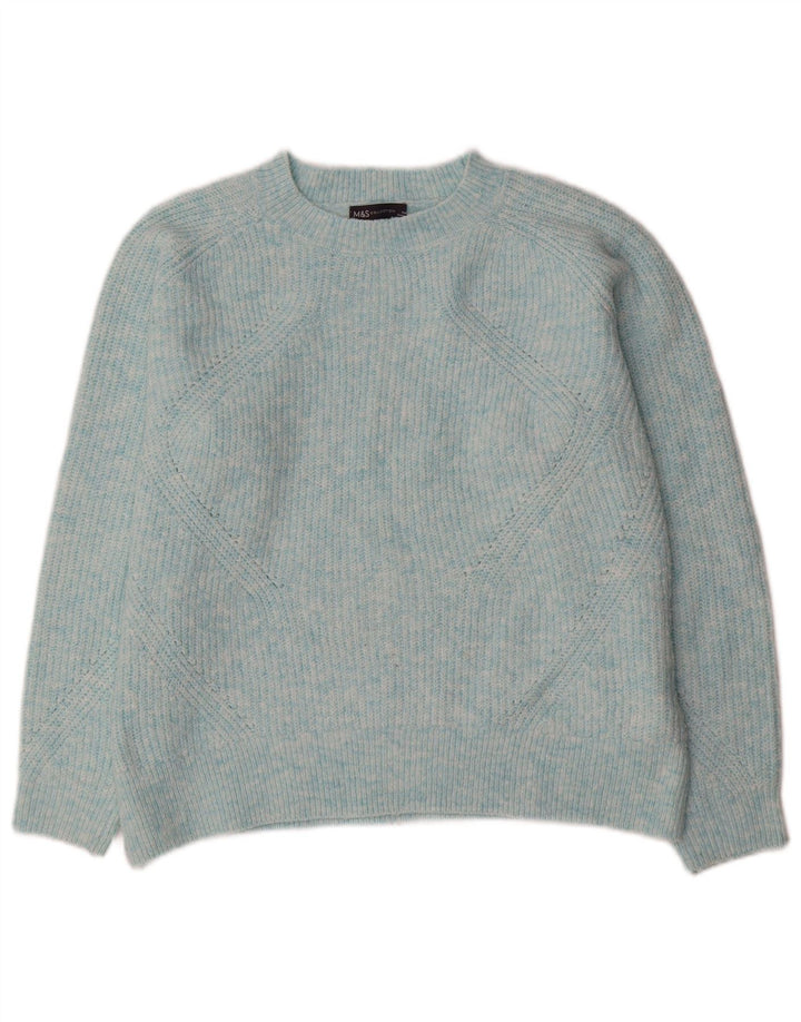 Suéter feminino Marks & Spencer com gola canoa grande Reino Unido 14 azul médio