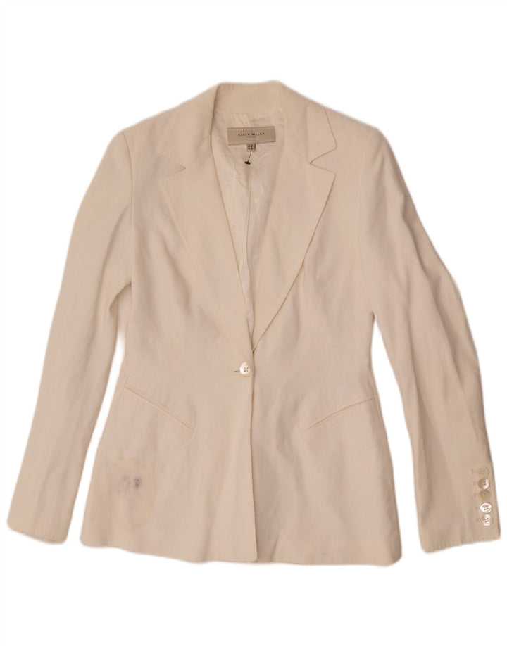 Jaqueta blazer feminina Karen Millen com 1 botão Reino Unido 12 médio off white acetato