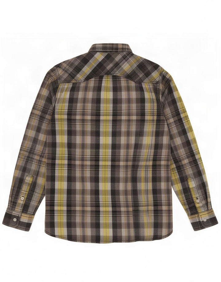 Camisa masculina moderna Levi's pequena cinza xadrez algodão