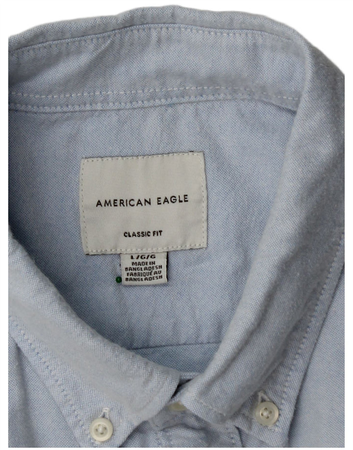 Camisa masculina clássica AMERICAN EAGLE de algodão azul grande