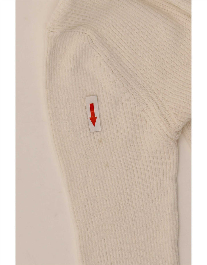 Zara Top feminino de um ombro manga comprida Reino Unido 8 pequeno branco