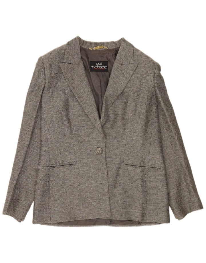 Jaqueta blazer feminina Gai Mattiolo com 1 botão Reino Unido 14 cinza médio