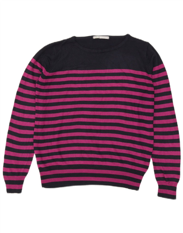 Suéter feminino Marks & Spencer com gola canoa e listrado rosa médio Reino Unido 14