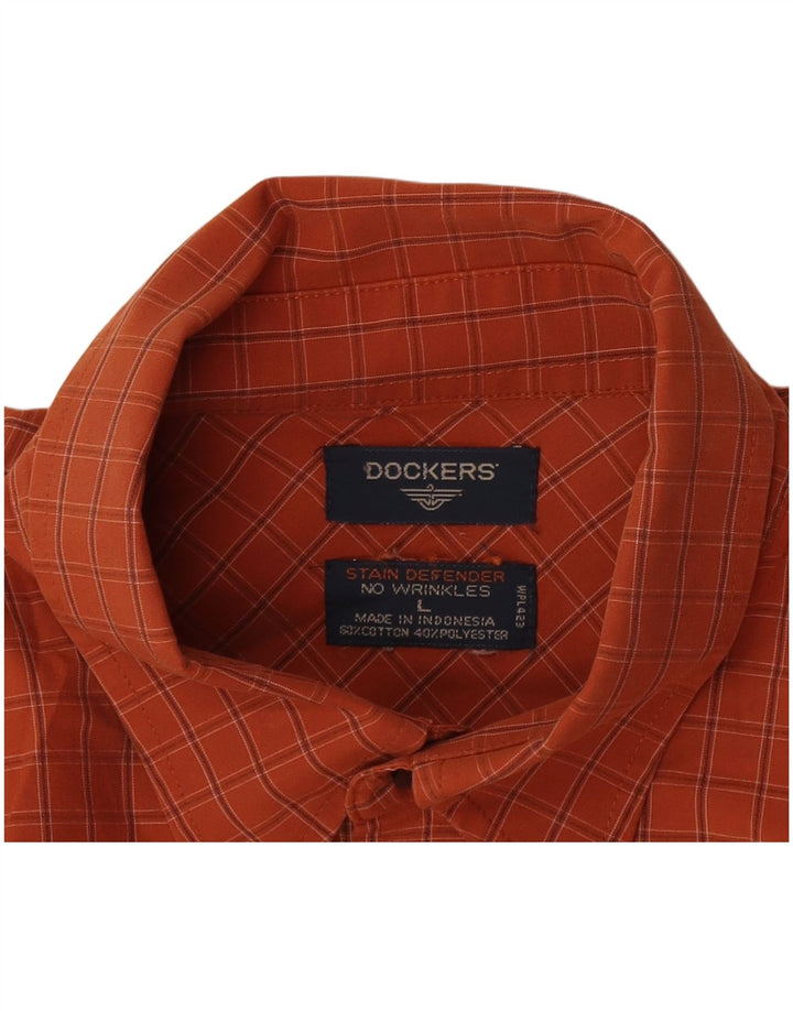 Camisa masculina Dockers grande laranja xadrez algodão